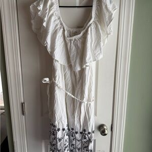 Old Navy White Dress with Black Floral Detail